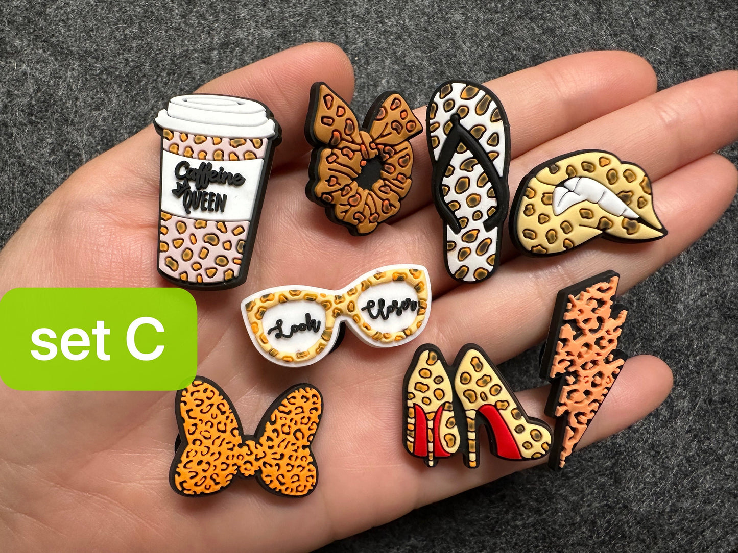 Leopard print cheetah print sexy Theme Shoe Charms Best Quality JuliesDecalDesign