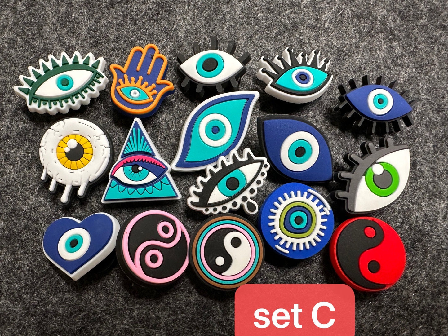 Evil Eye Tai Chi Yingyang Theme Shoe Charms