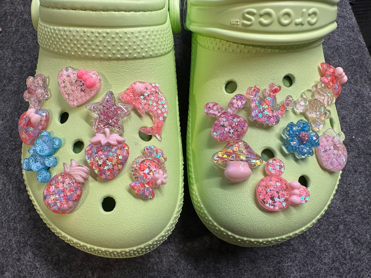 Breloques en résine scintillantes, étoile à paillettes, aurore, pour bricolage, chaussures croco spéciales uniques