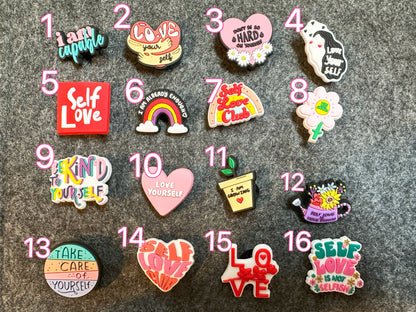 Thème Self Love Club Charms de chaussures fantaisie Aimez-vous et plus encore
