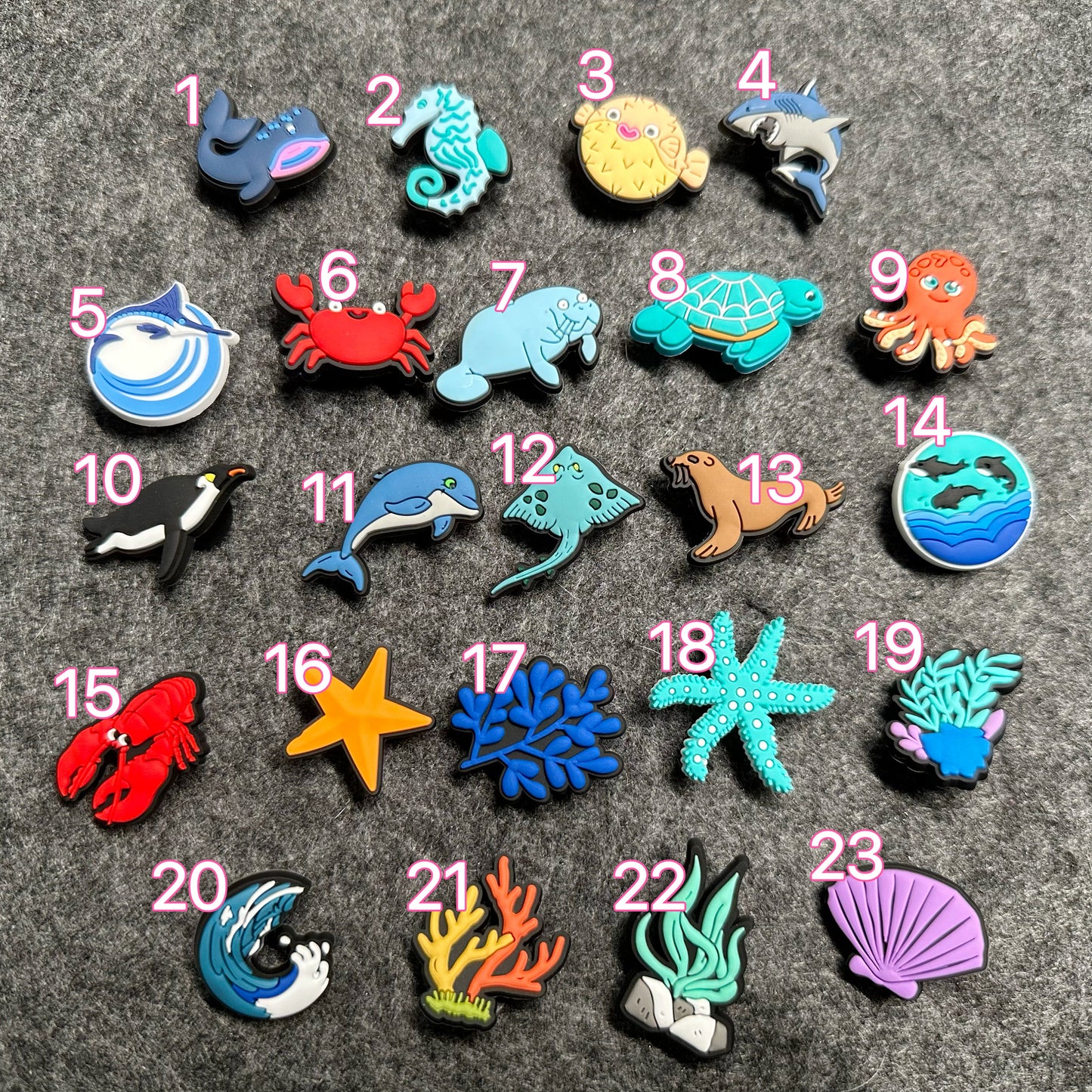 Sea animals sea plants shoe charms