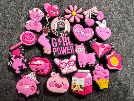 Pink Theme Shoe Charms Girls power llama bulldog heart princess fry egg VSCO