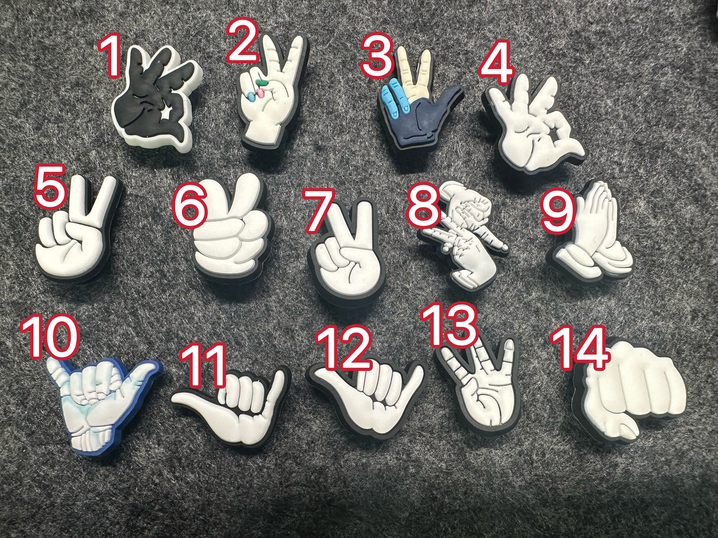 Hand Sign Finger sign Design Shoe Charms Best Quality JuliesDecalDesign