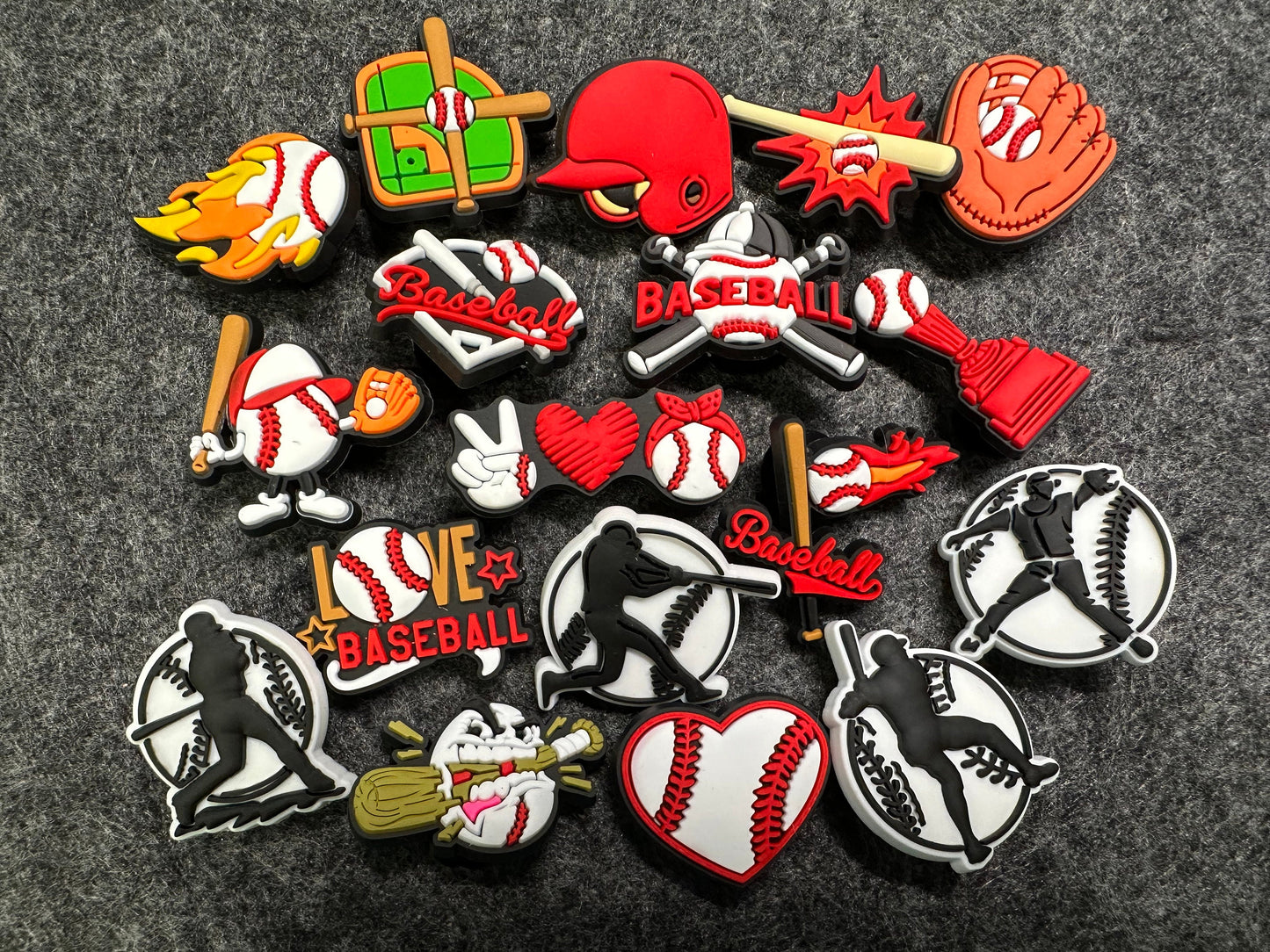 Amuletos de zapatos con tema de béisbol