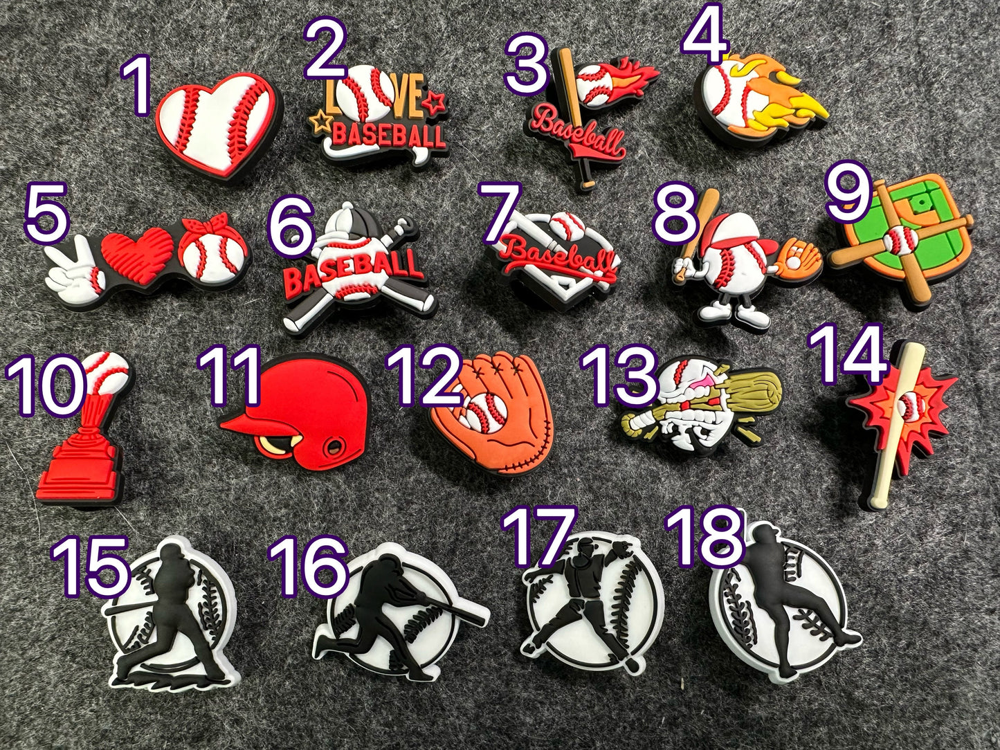Amuletos de zapatos con tema de béisbol