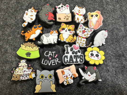 CAT KITTEN Theme Shoe Charms I love cats cat lover pet bowl and more