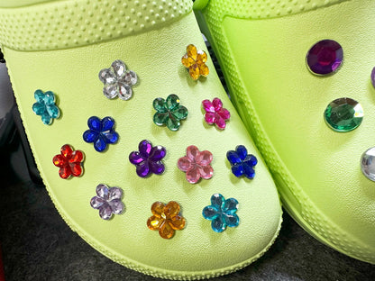 Colorful GEM colorful flowers and Round Theme Unique Special Croc Shoes